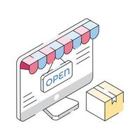 A handy isometric style icon of open store vector