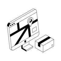 Ready to use isometric outline icon showing parcel tracking. vector