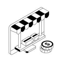 Visually appealing trendy isometric outline icon of online purchase. vector