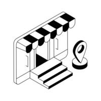Have a look at this amazing isometric outline icon showing online shop location. vector
