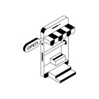 Check out our premium isometric style icon of open shop. vector