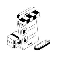 Ready to use isometric style icon of m commerce app. vector