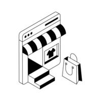 An icon creatively designed in isometric style showing online clothing store. vector