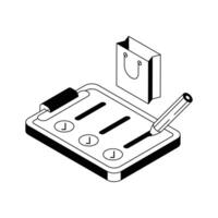 Check out out premium isometric style icon of shopping list. vector