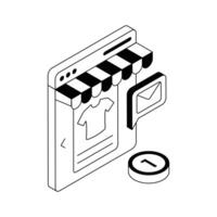 Visually appealing isometric outline icon depicting ecommerce message. vector
