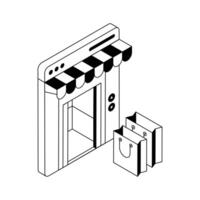 Have a look at this premium isometric outline icon of shopping webpage. vector