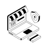 Ready to use isometric outline icon showing online secure shopping. vector