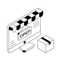 A handy isometric style icon of open store. vector