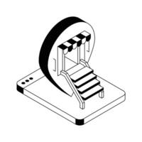 Local store icon creatively designed in isometric style. vector