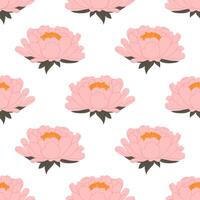 Seamless pattern with pink bud peonies on white background. Ideal for textiles, wallpapers and invitations. vector