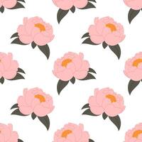 Pattern with pink bud peonies on white background. Ideal for textiles, wallpapers and invitations or covers. vector