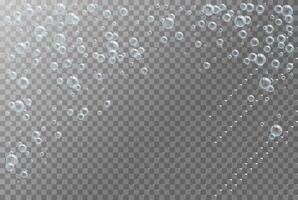 Set of air bubbles. 3D bubbles in blue colors. Bubbles overlay. Soap bubble background. vector