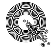 Abstract Black and White Topographic Circle Pattern. A detailed abstract black and white artwork featuring a circular topographic pattern with organic contour lines. vector