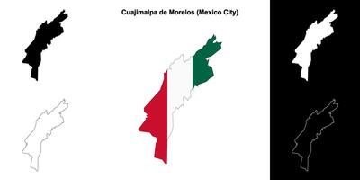Cuajimalpa de Morelos borough, Mexico City outline map set vector