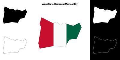 Venustiano Carranza borough, Mexico City outline map set vector