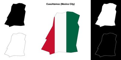 Cuauhtemoc borough, Mexico City outline map set vector
