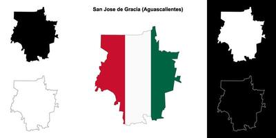 San Jose de Gracia municipality, Aguascalientes outline map set vector
