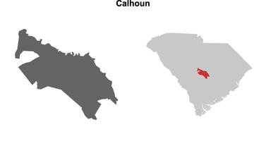 Calhoun County, South Carolina blank outline map set vector