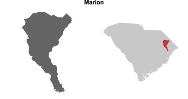 Marion County, South Carolina blank outline map set vector