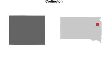 Codington County, South Dakota blank outline map set vector
