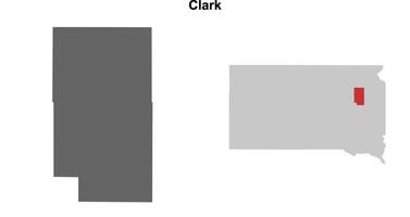 Clark County, South Dakota blank outline map set vector