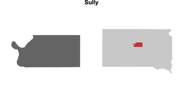 Sully County, South Dakota blank outline map set vector