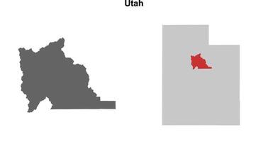 Utah County, Utah blank outline map set vector