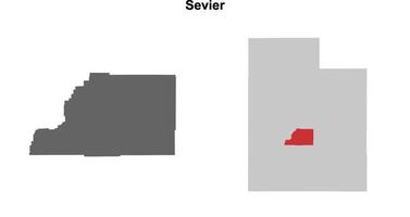 Sevier County, Utah blank outline map set vector