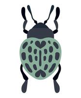 Stylized Green Beetle with Patterns. illustration of a green beetle with black patterns vector
