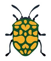 Colorful Beetle with Unique Pattern Illustration. illustration of a vibrant beetle with an intricate green and yellow pattern. vector