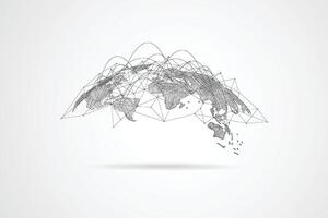 Global network connection circuit design. World map point and line composition concept of global business. Illustration vector