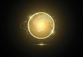 Abstract global network connection on gold background. World map point vector