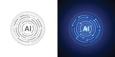Artificial intelligence circuit line style. Machine learning design. vector
