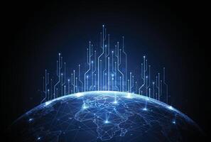 Global connection with circuit network design. World map point and line composition concept of global business. Illustration vector