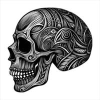 Skull Side View Line vector