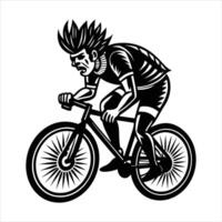 Action cyclists silhouette side view vector
