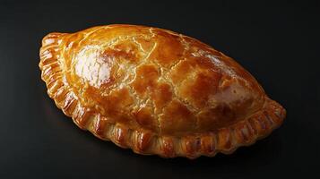 Creative Spanish empanada from Europe with a savory filling and golden pastry captured in a dynamic high resolution traditional culinary art style photo