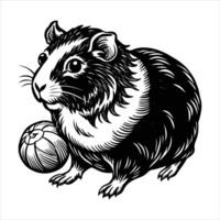 guinea pig playing ball vector