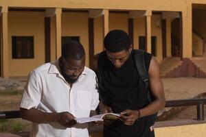 group Students reading their books photo
