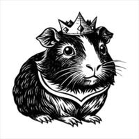 guinea pig wearing tiny crown vector