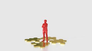 Red man and Jigsaw puzzle for Business concept 3d Rendering. . photo