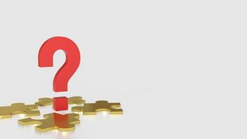 Red Question mark and jigsaw for creative concept 3d Rendering . photo