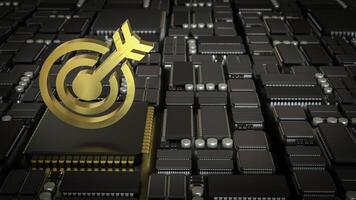 The Gold target on mother board for Business or Technology concept 3d Rendering. photo
