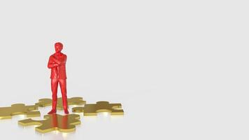 Red man and Jigsaw puzzle for Business concept 3d Rendering . photo