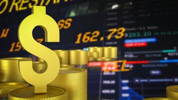 Gold coins and dollar symbol for Business concept 3d Rendering . photo