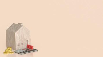 Calculator and House for Debt concept 3d Rendering . photo