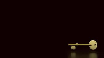 Gold key for security or business concept 3d Rendering. photo