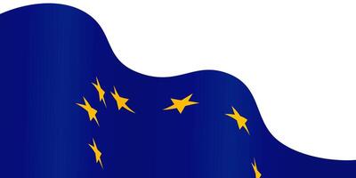 Wavy blue European Union flag on white background. Abstract banner design with copy space. Design for header, poster, wallpaper, invitation. vector