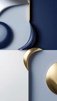 Modern design featuring a grid of abstract compositions with metallic elements. photo