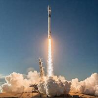 Rocket Launch into Clear Sky photo